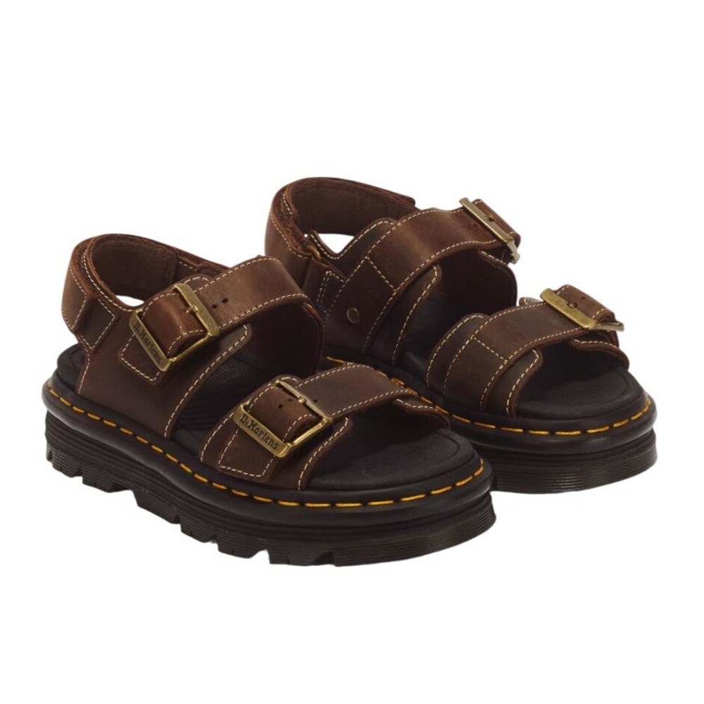 Dr Martens Brown Leather Triple Strap Buckle Fisherman Sandals Men's Size 7